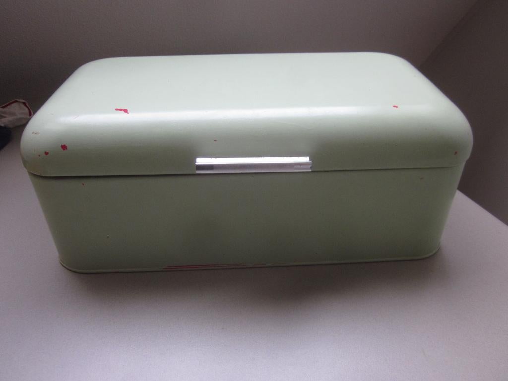 Albert Heijn mintgroen-rood metalen vintage broodtrommel, Huis en Inrichting, Keuken | Keukenbenodigdheden, Ophalen of Verzenden