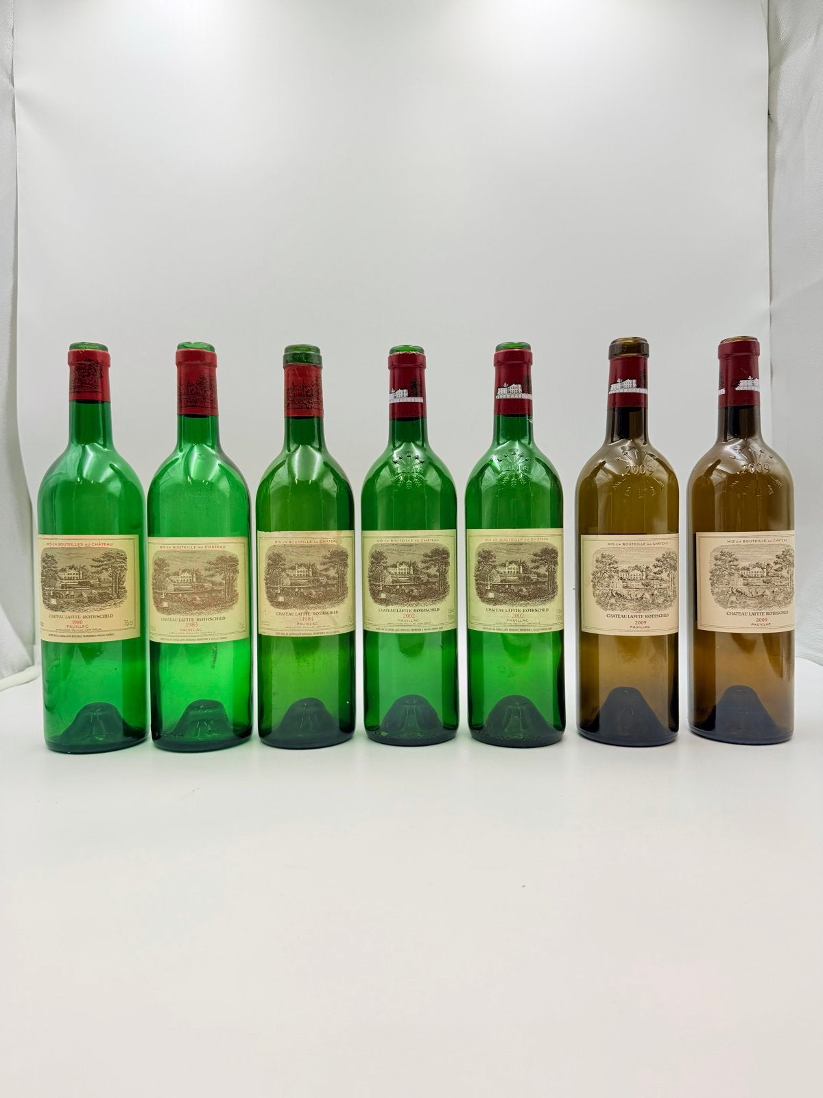 Lege Lafitte Rothschild wijnflessen - diverse jaren, Verzamelen, Ophalen of Verzenden, Gebruikt, Frankrijk, Rode wijn