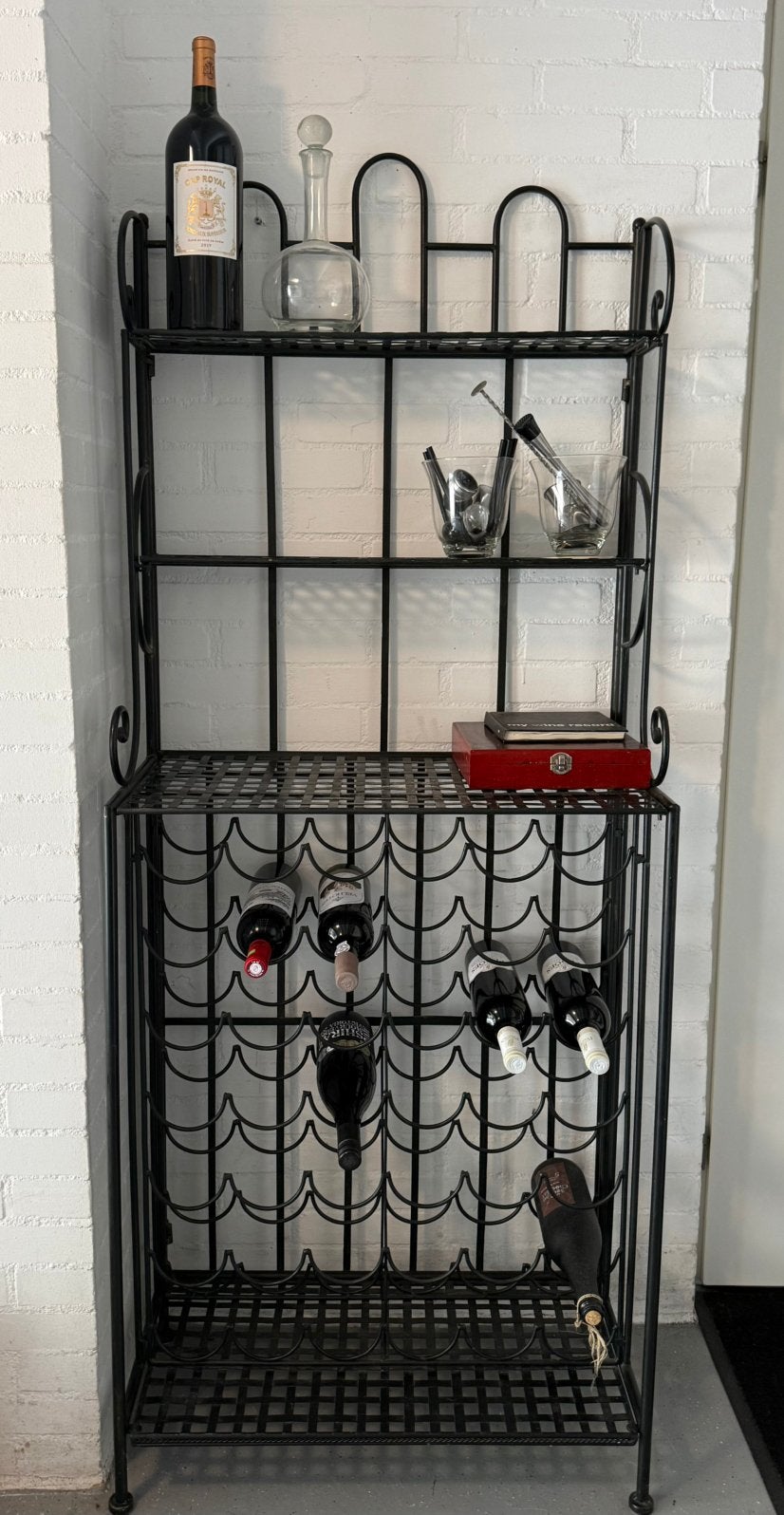 Metalen Wijnrek met Opbergplanken - 175x70x35 cm, Huis en Inrichting, Woonaccessoires | Wijnrekken, Ophalen, Gebruikt, 25 flessen of meer