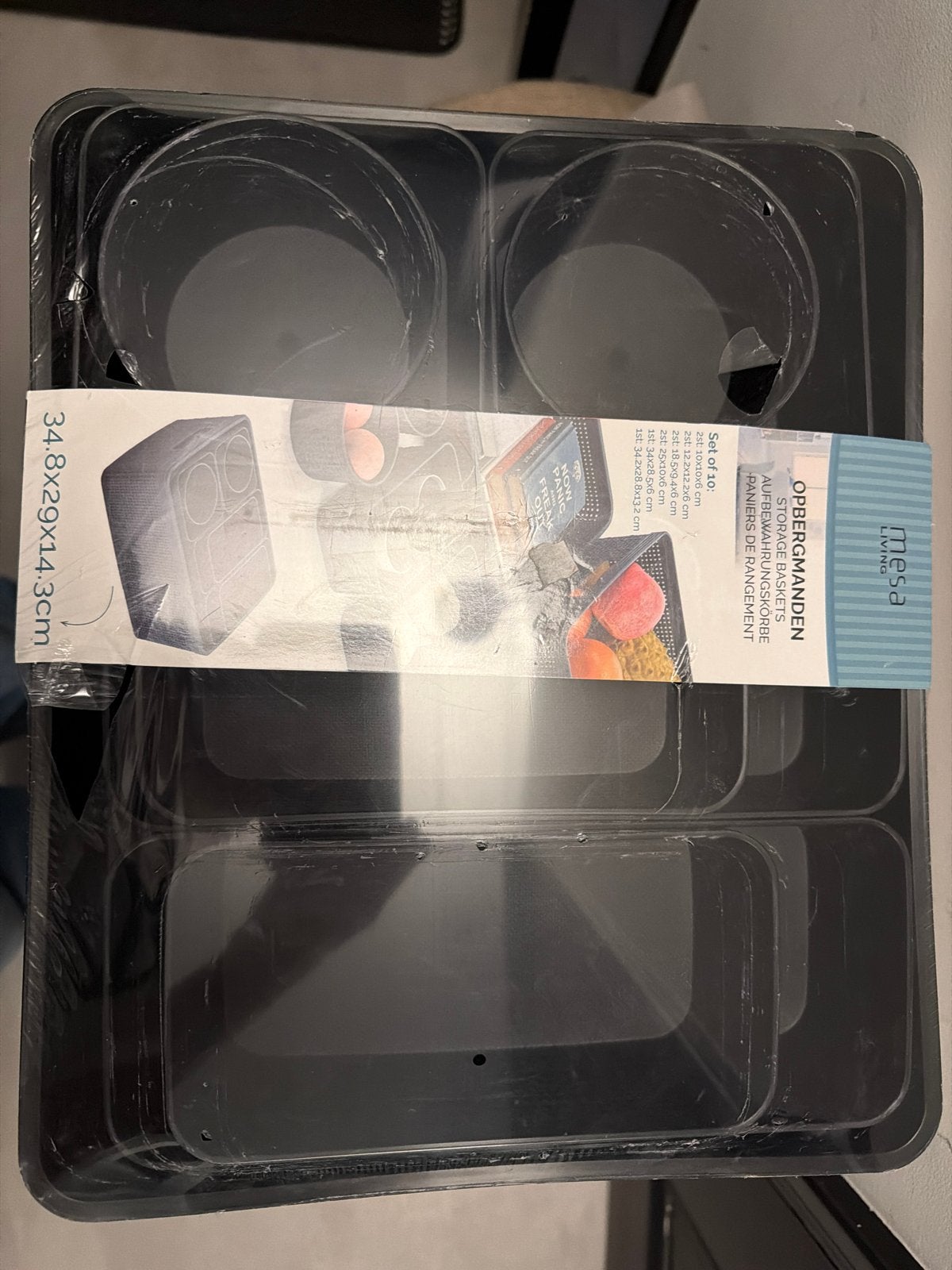 Mesa Living Opbergmandjes Set Zwart - Nieuw en Ongebruikt, Huis en Inrichting, Ophalen, Kunststof, Mand, Nieuw