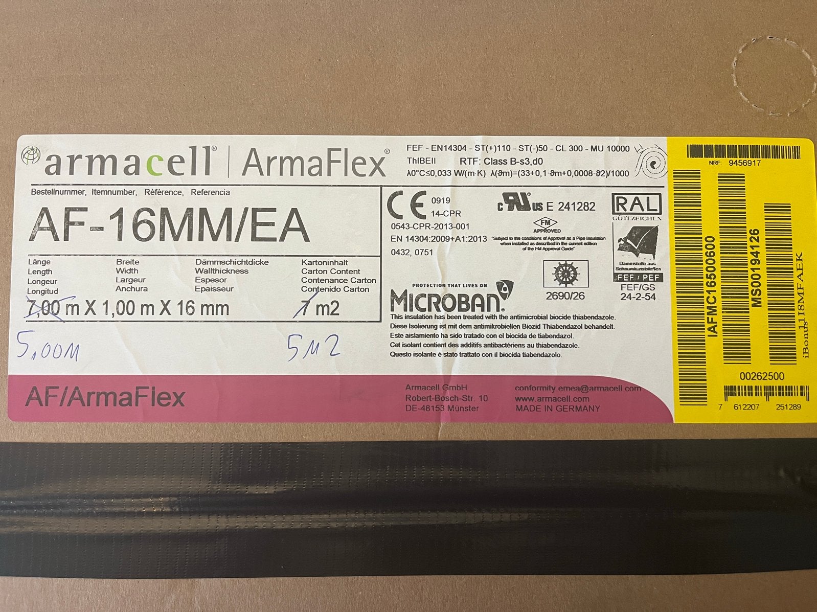 Armacell Armaflex AF-16MM/EA isolatie, 16mm dik, zelfklevend, Doe-het-zelf en Verbouw, Isolatie en Afdichting, Overige materialen