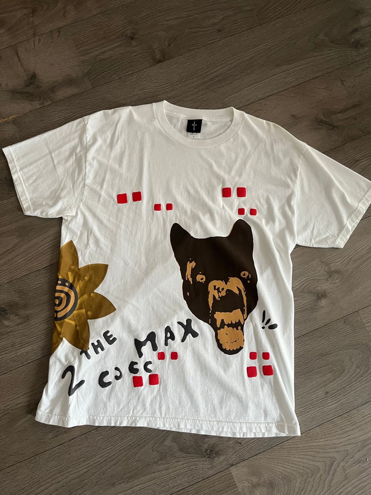Travis Scott Cactus Jack 2 The Max White T-shirt, Ophalen of Verzenden, Zo goed als nieuw, Maat 52/54 (L), Wit