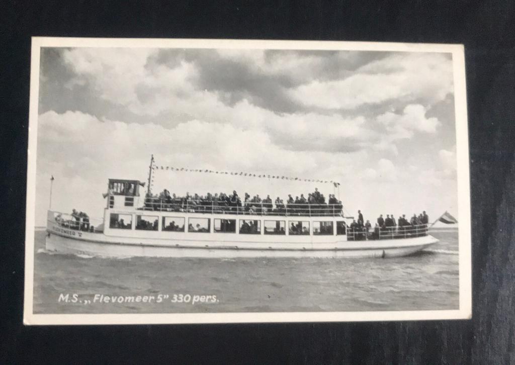 Oude ansichtkaart M.S. Flevomeer, Ophalen of Verzenden, Zo goed als nieuw, Kaart, Foto of Prent