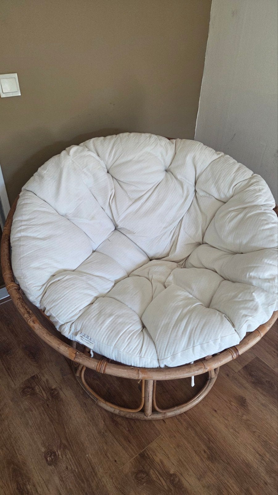 Papasan stoel met crèmekleurig kussen, Ophalen, Zo goed als nieuw, Riet of Rotan, Eén