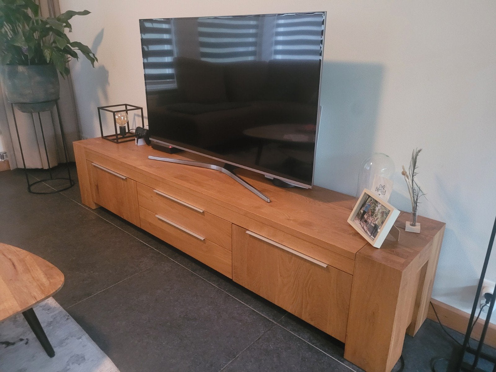 Goossens Quint TV meubel - Eikenhout, Gebruikt, Eikenhout, Ophalen of Verzenden, 200 cm of meer