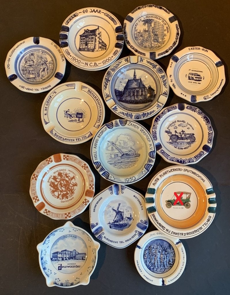 Dertien vintage reclame-asbakken, Verzamelen, Ophalen of Verzenden, Zo goed als nieuw