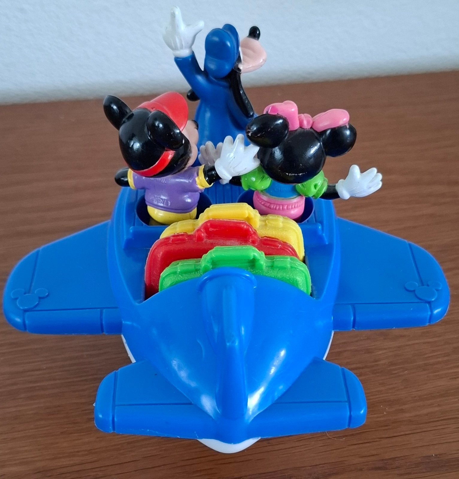Retro Arco Mattel Disney Vliegtuig (1987) met Figuren, Verzamelen, Ophalen of Verzenden, Mickey Mouse, Zo goed als nieuw, Beeldje of Figuurtje