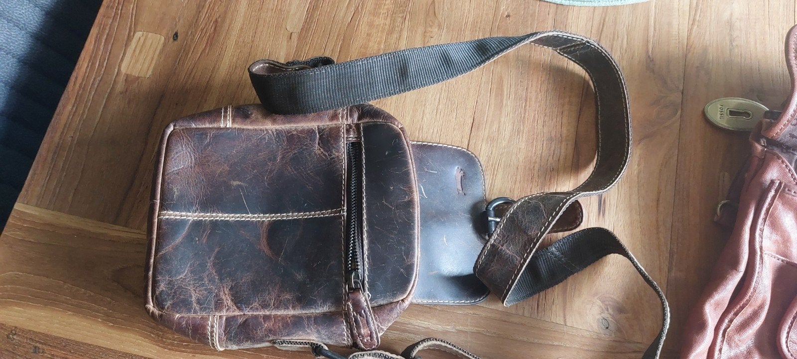 Leren schoudertas Ven-Tomy - Unisex, Gebruikt, Bruin, Leer, Ophalen