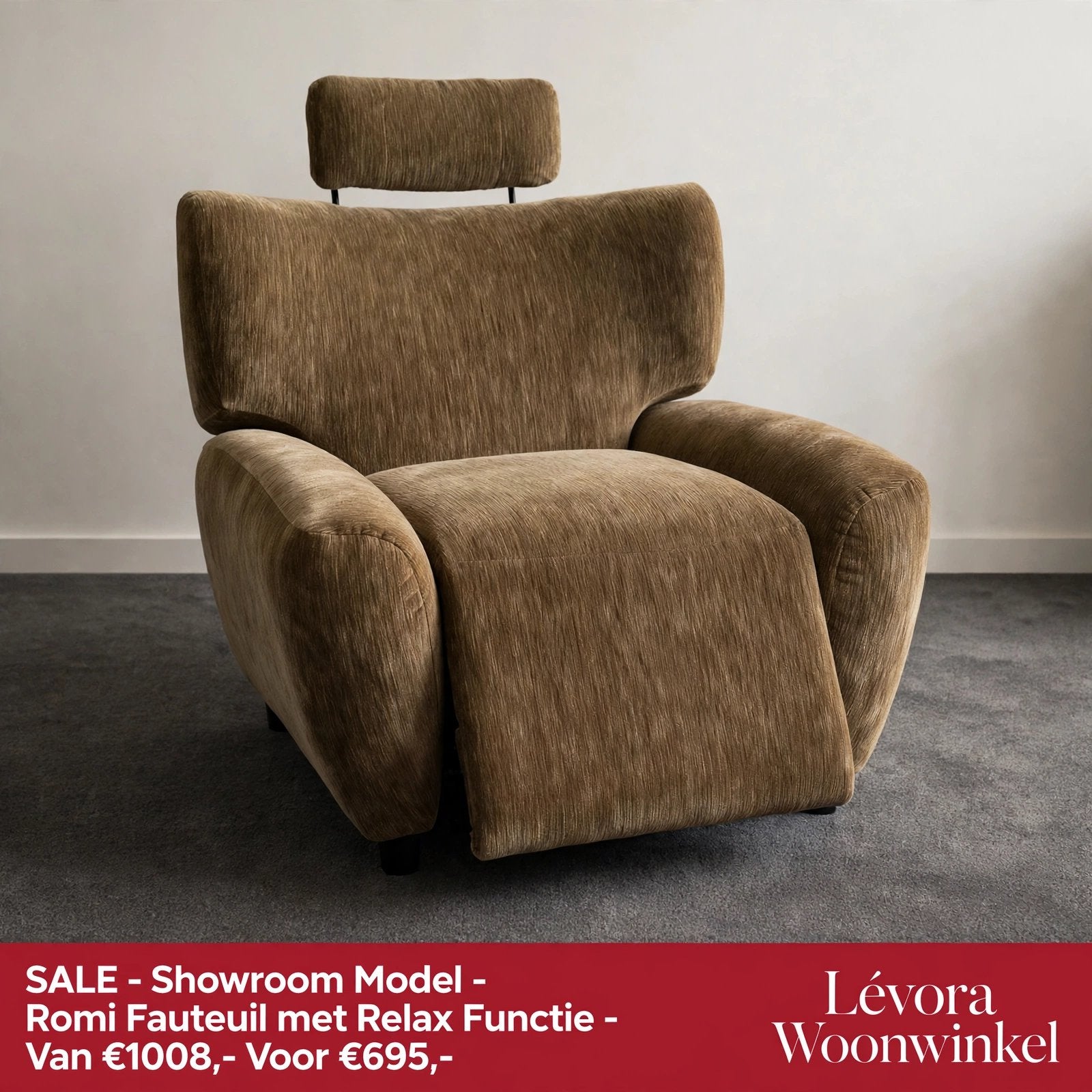 UrbanSofa Romi Mechanische Relaxfauteuil - Nieuwstaat, Ophalen, Nieuw, 75 tot 100 cm, 100 tot 125 cm