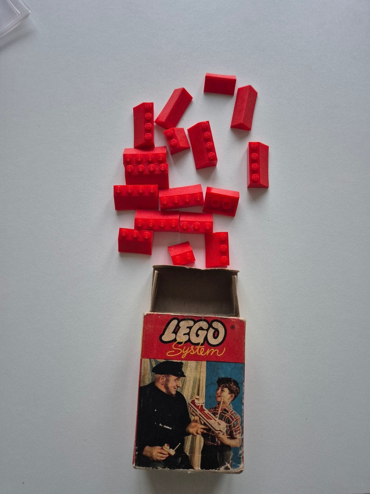 Vintage LEGO System 281 rode stenen in originele doos, Gebruikt, Overige thema's, Lego, Ophalen of Verzenden