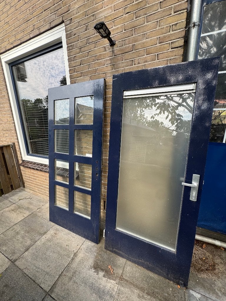 2 Hardhouten deuren, Ophalen, Gebruikt, 80 tot 100 cm, Buitendeur