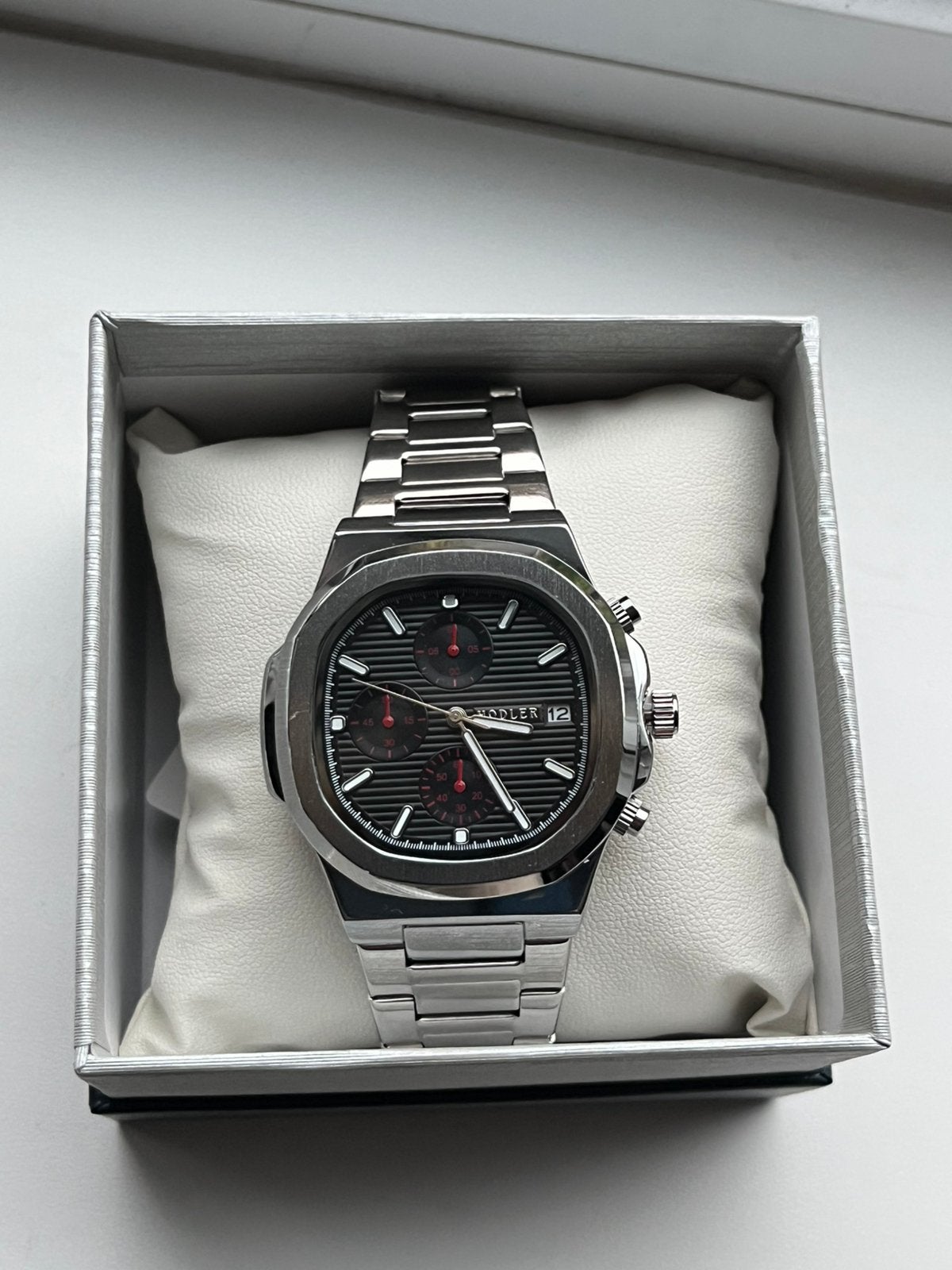 Herenhorloge Hodler Stravon Zilver / zwart, Overige merken, Staal, Staal, Polshorloge