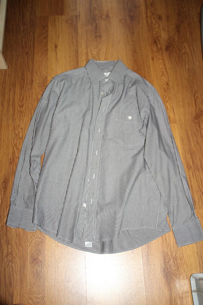 blouse grijs gestreept, Kleding | Heren, Ophalen of Verzenden, Gedragen, Grijs, Halswijdte 39/40 (M)