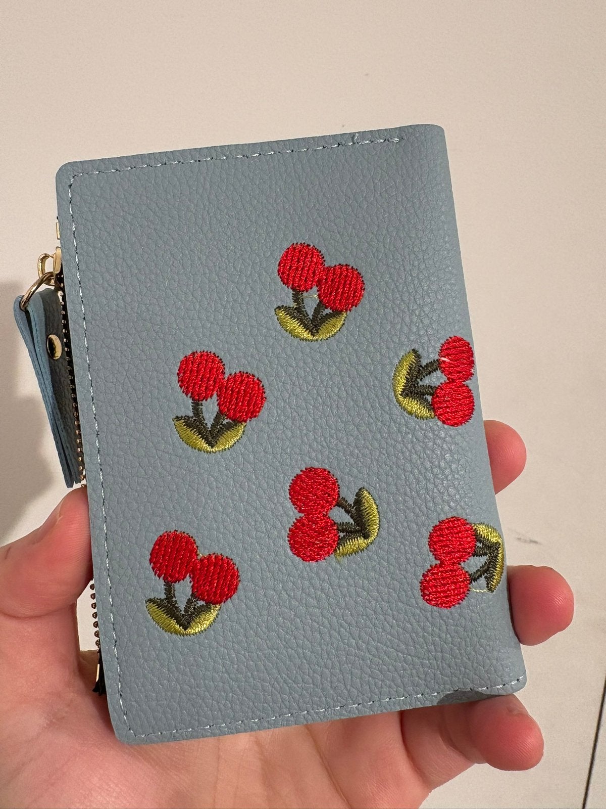 Schattige portemonnee met kersenprint, Overige merken, Nieuw, Leer, Verzenden
