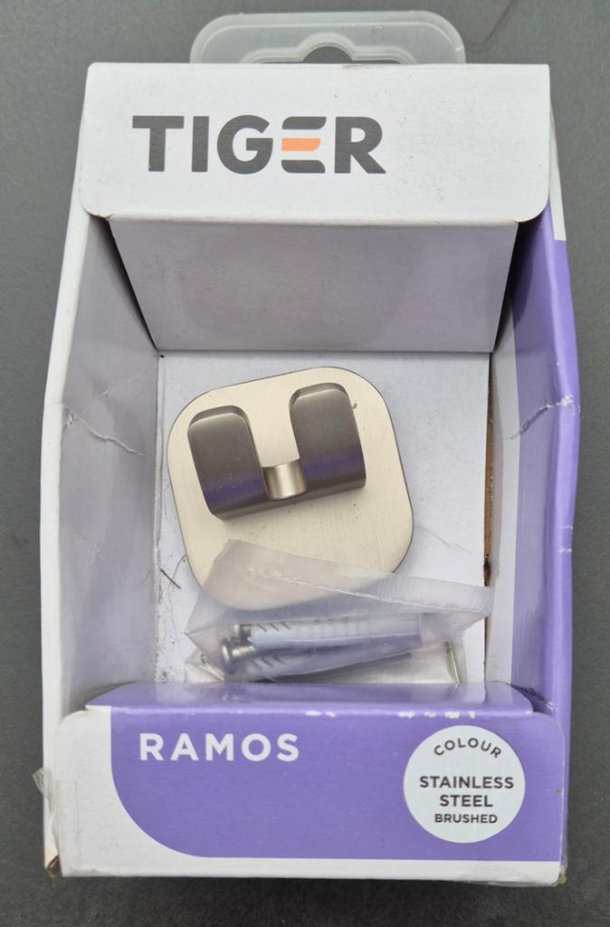 Tiger Ramos Handdoekhaak Geborsteld RVS, Huis en Inrichting, Ophalen of Verzenden, Nieuw, Grijs, Handdoekenrek