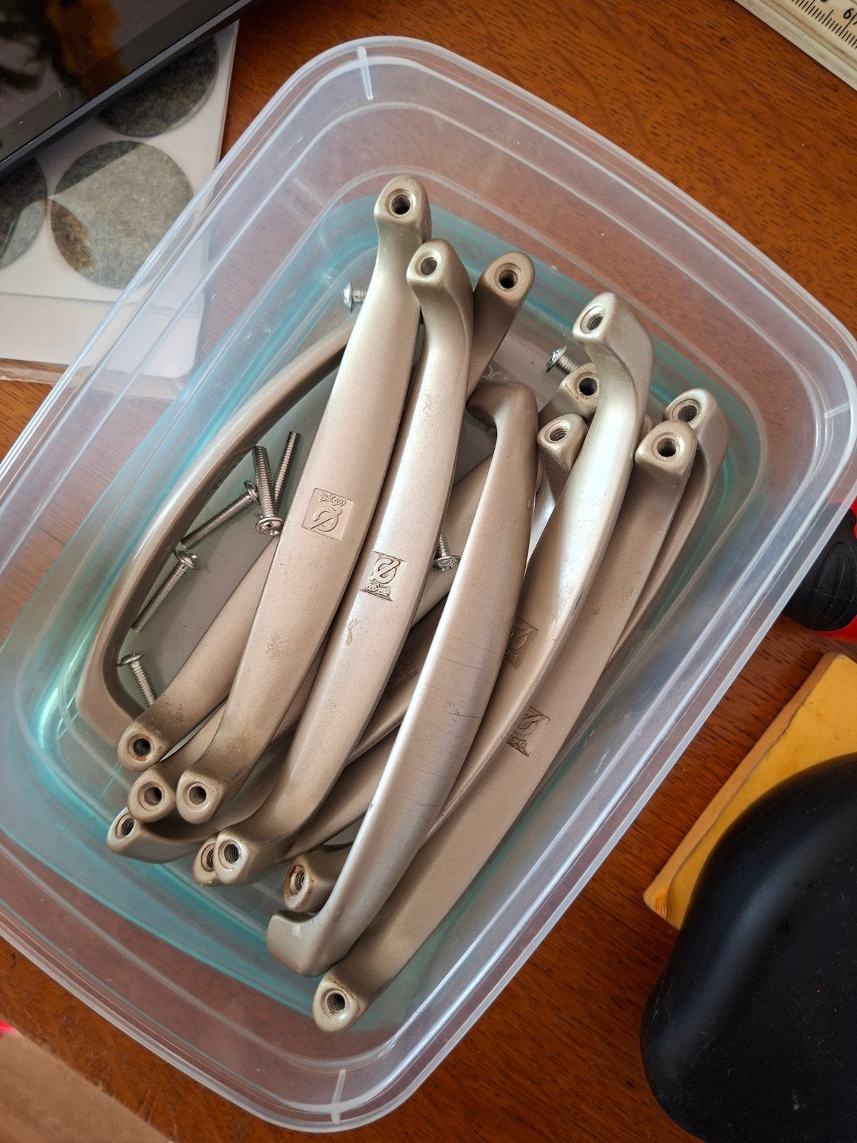 11 Keukengreepjes 13 cm - Gebruikt, Zilver, Ophalen of Verzenden, Metaal, Overige typen