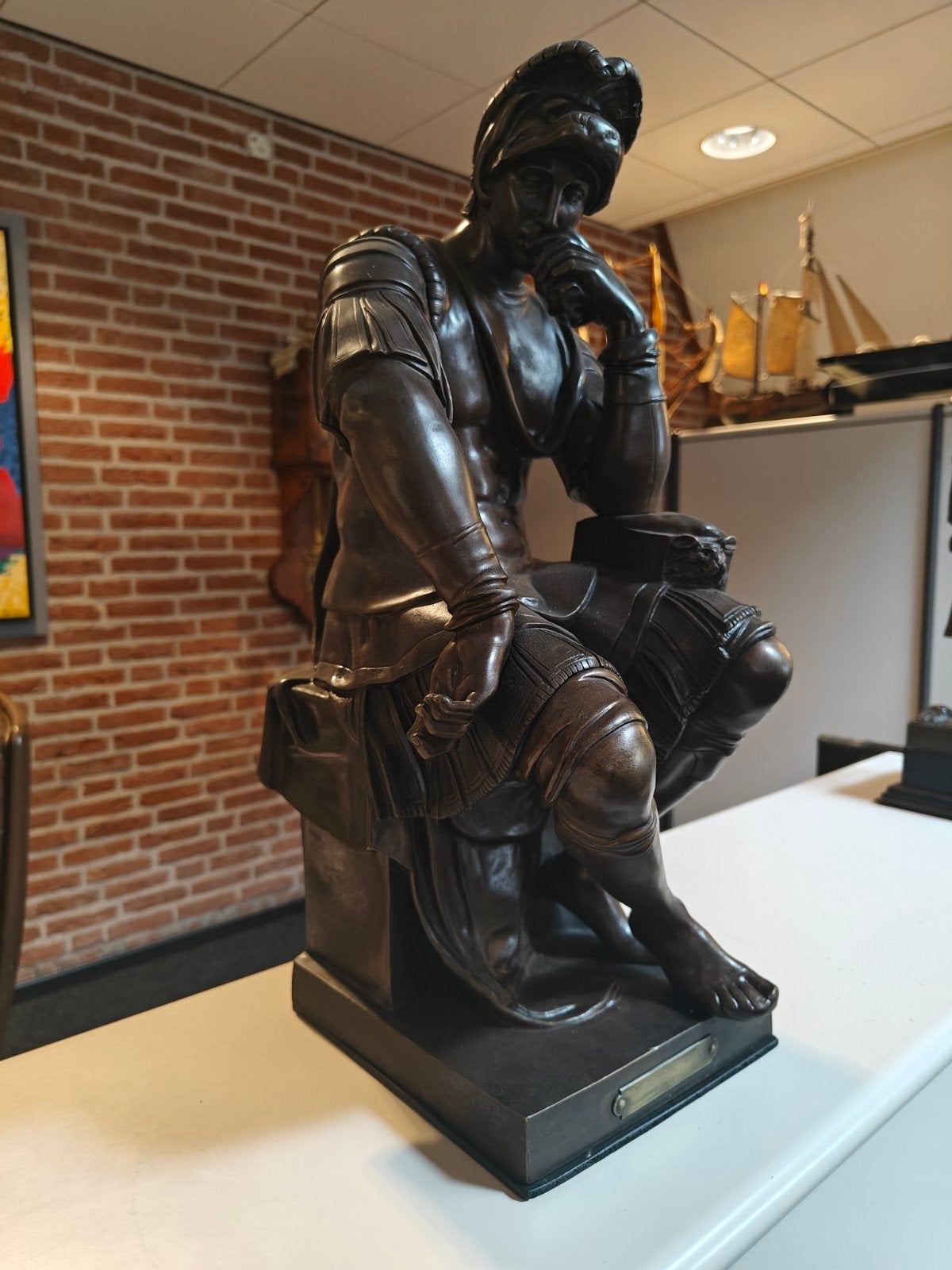 Groot antiek bronzen beeld Duke of Urbino Michelangelo, Ophalen, Brons