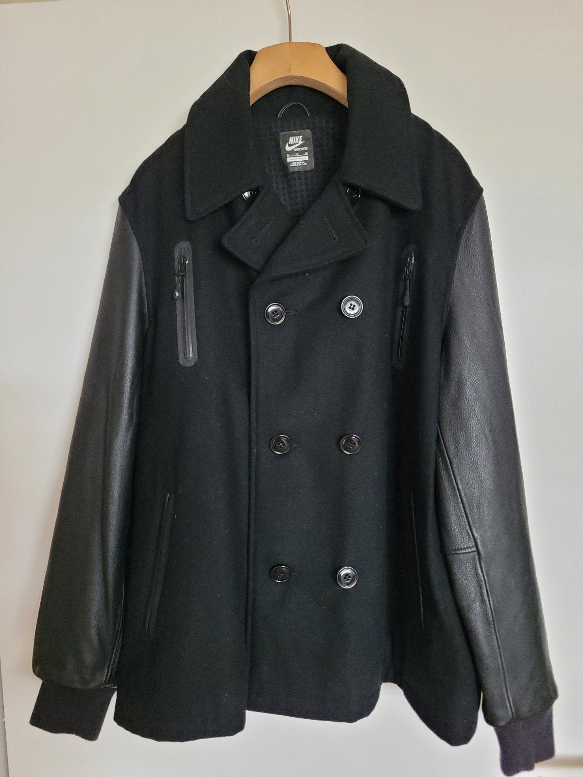 Exclusieve jas "Nike" wol/leder mtXL, Ophalen of Verzenden, Zo goed als nieuw, Maat 56/58 (XL), Zwart