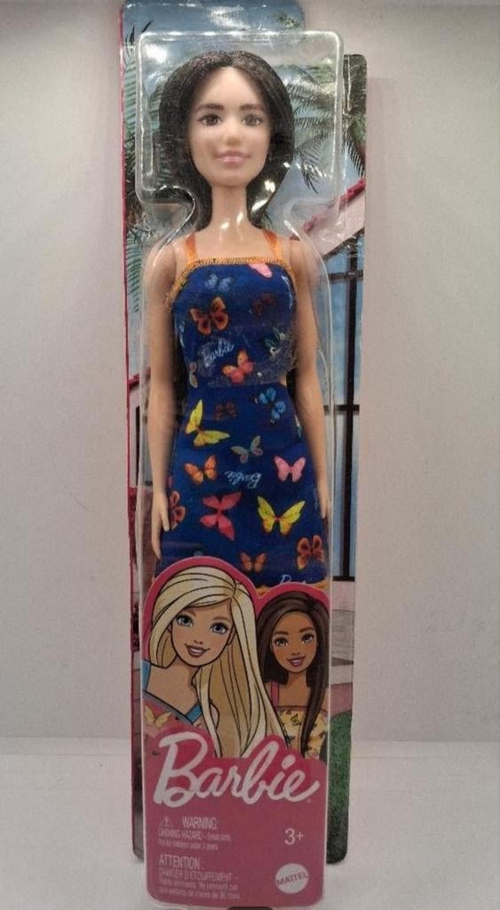 Barbie Pop Trendy Blauwe Jurk met Vlinders, Kinderen en Baby's, Speelgoed | Poppen, Ophalen of Verzenden, Nieuw, Barbie