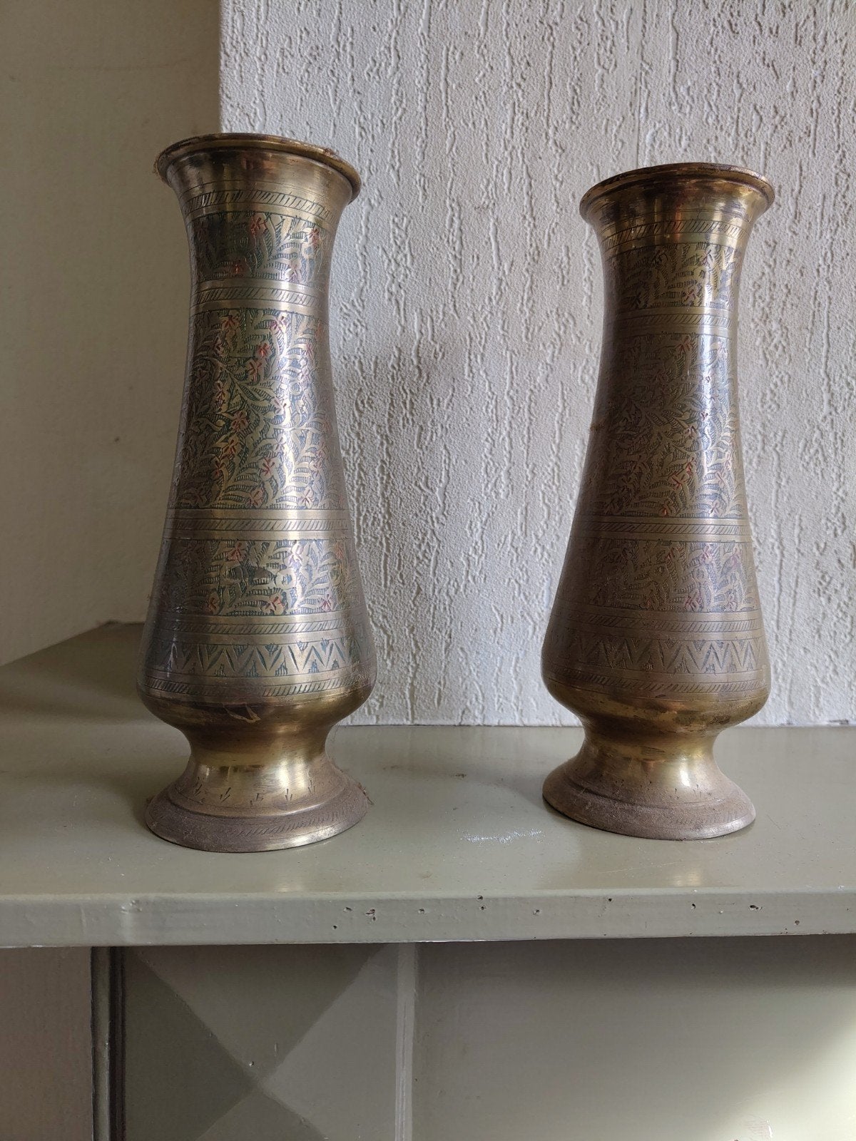 Vintage messing vaas (vazen) uit India, Huis en Inrichting, Ophalen of Verzenden, Zo goed als nieuw, Metaal, 22 cm