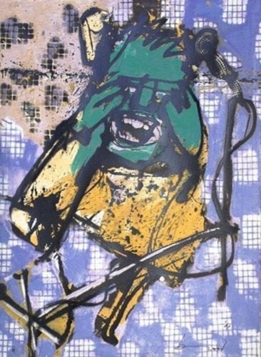 Herman Brood - "De Zanger", Gesigneerd, Verzenden, Zeefdruk