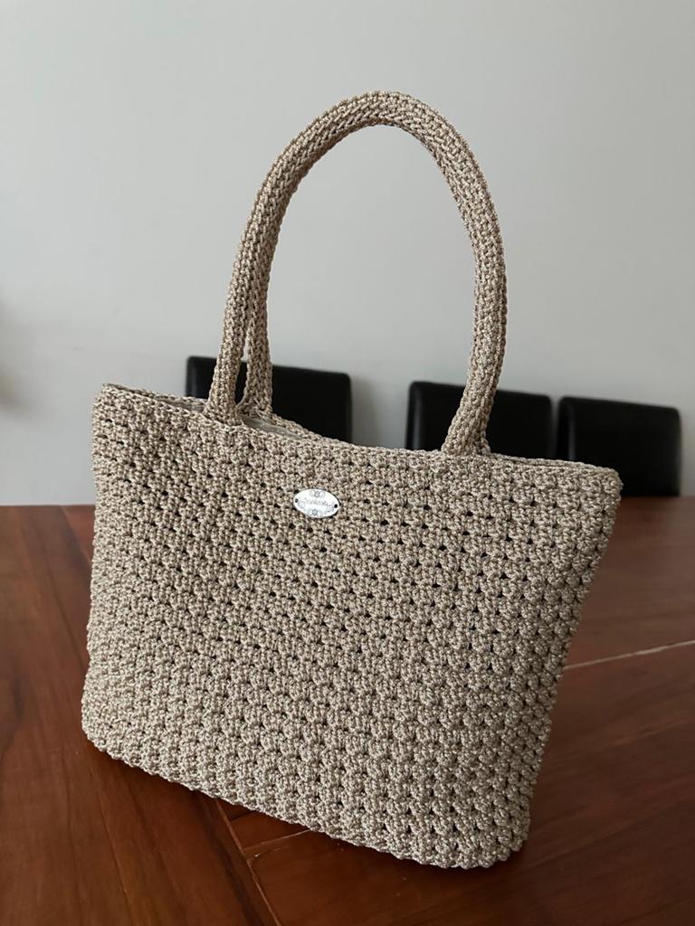 Stijlvolle gehaakte handtas - Beige, Ophalen of Verzenden, Nieuw, Beige, Handtas