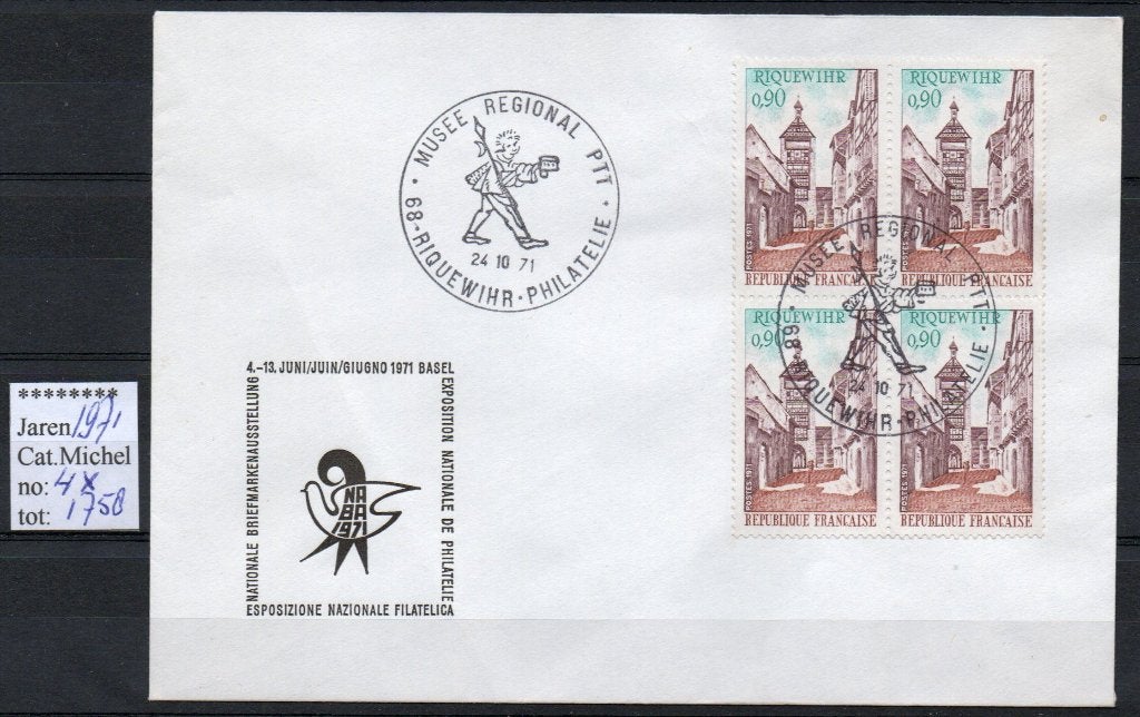 Envelop 1971 - met blok van 4 - Mi 1758, Verzenden, Gestempeld