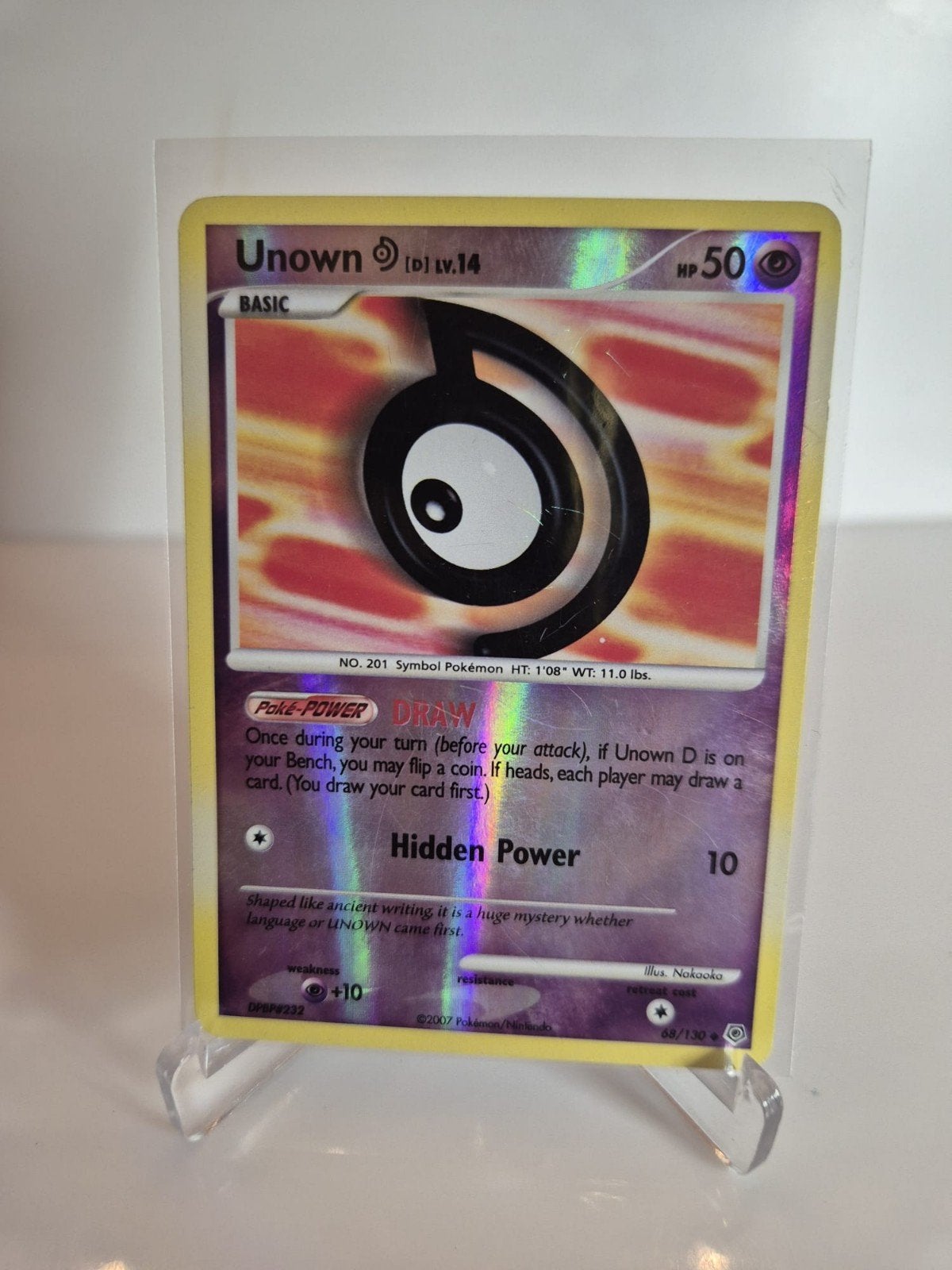 POKEMON KAART; UNOWN D, 68/130, REVERSE HOLO, Ophalen of Verzenden, Zo goed als nieuw