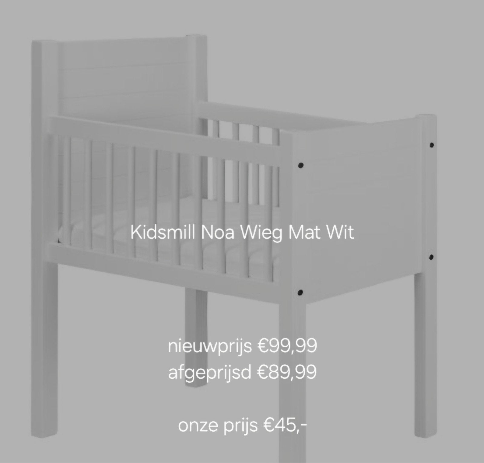 Kidsmill Noa Wieg Mat Wit, Ophalen, Zo goed als nieuw, Wieg