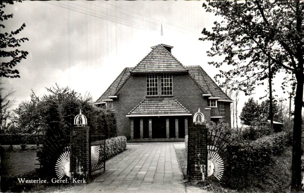 Westerlee - Geref. Kerk - Vooraanzicht, Verzamelen, Ophalen of Verzenden, 1940 tot 1960, Ongelopen, Groningen