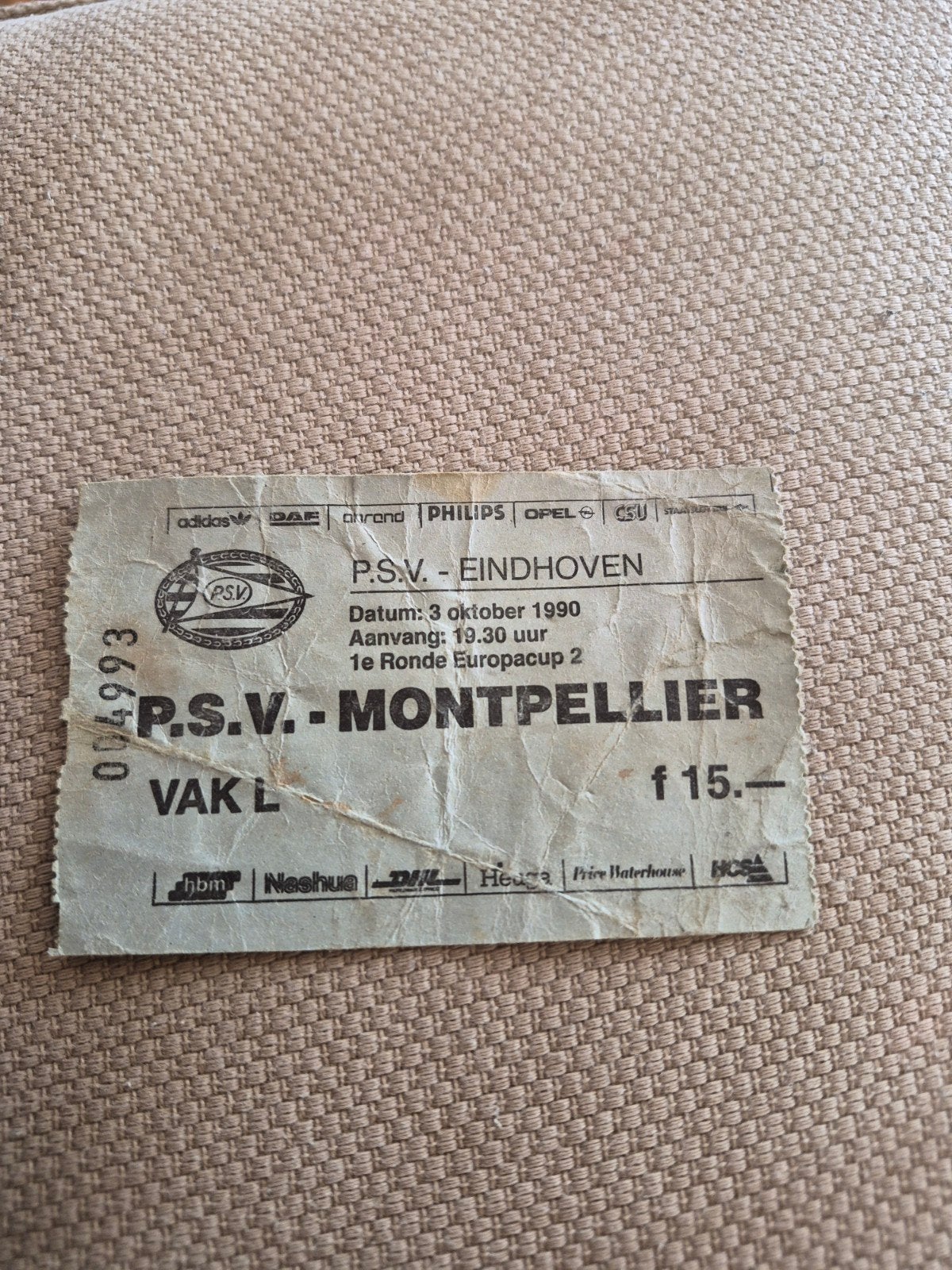 Ticket PSV - Montpellier, Ophalen of Verzenden, Gebruikt, PSV, Overige typen