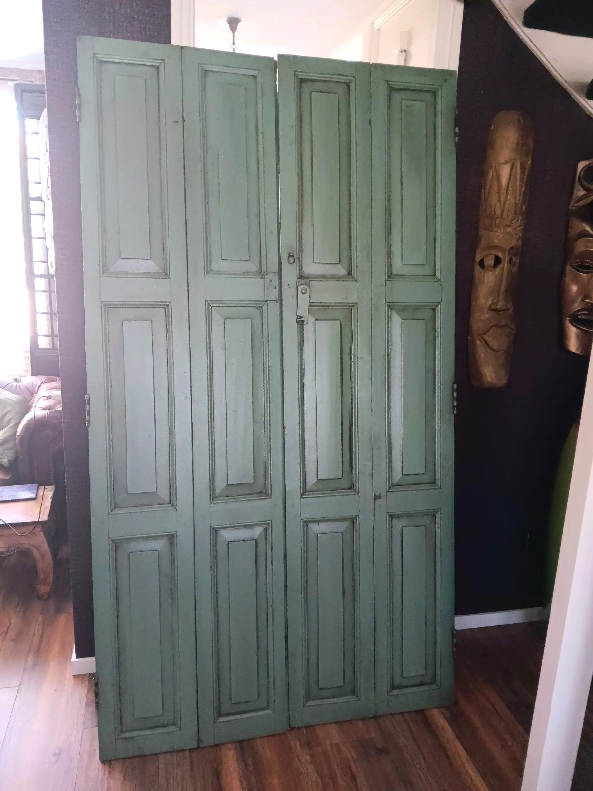 Antieke houten vouwdeuren - Groen, Ophalen of Verzenden, Gebruikt