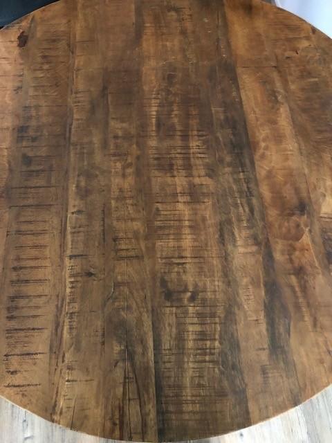Ronde mango eettafel 130 cm, Ophalen, Gebruikt, Rond, Vier personen