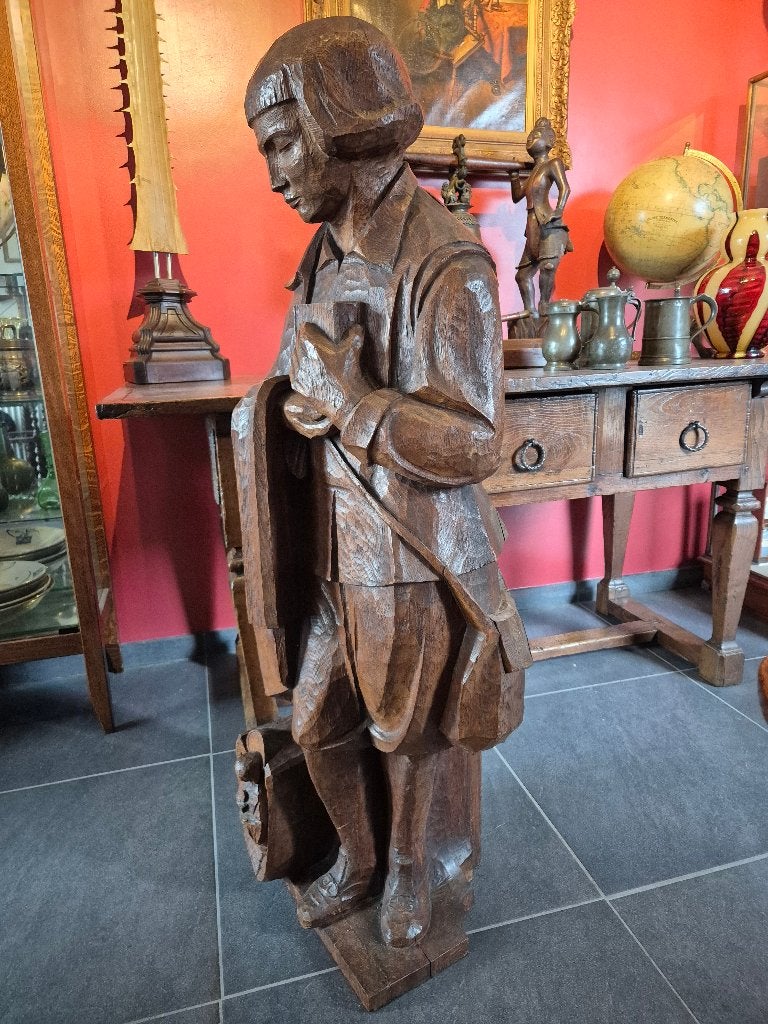 Foto 5 van Antiek houten beeld, religieus christelijk