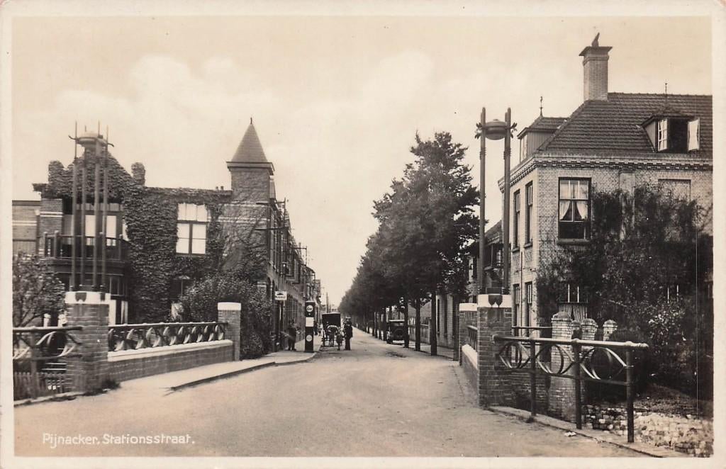 JO264 Pijnacker Stationsstrat 1920-30, Verzamelen, Ansichtkaarten | Nederland, Ophalen of Verzenden, 1920 tot 1940, Gelopen, Zuid-Holland