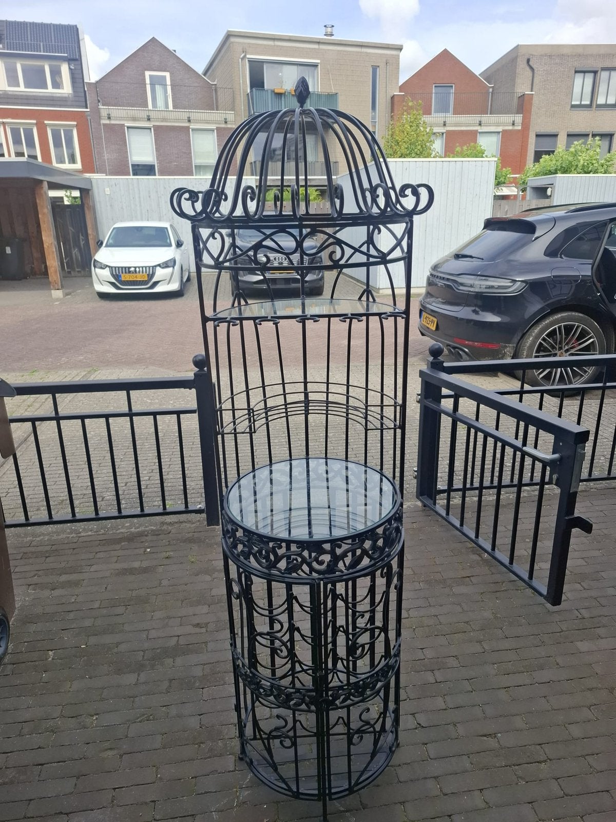 Wijn rek metaal met glas plaat, Ophalen, Zo goed als nieuw, Metaal
