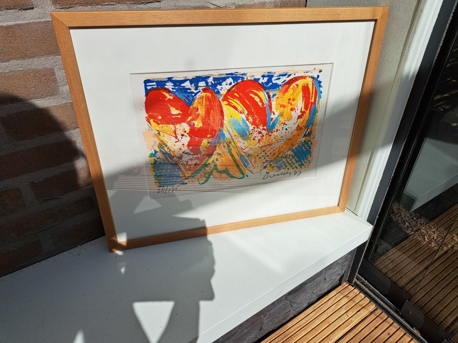 Kleurrijke zeefdruk 'Harten' van Jan Cremer, gesigneerd '89, Ophalen