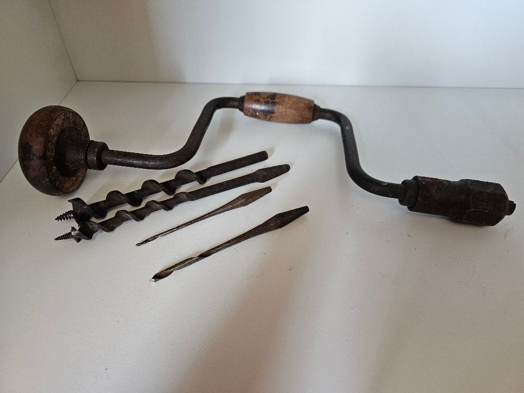 antieke handboor met boortjes, Antiek en Kunst, Antiek | Gereedschap en Instrumenten, Ophalen