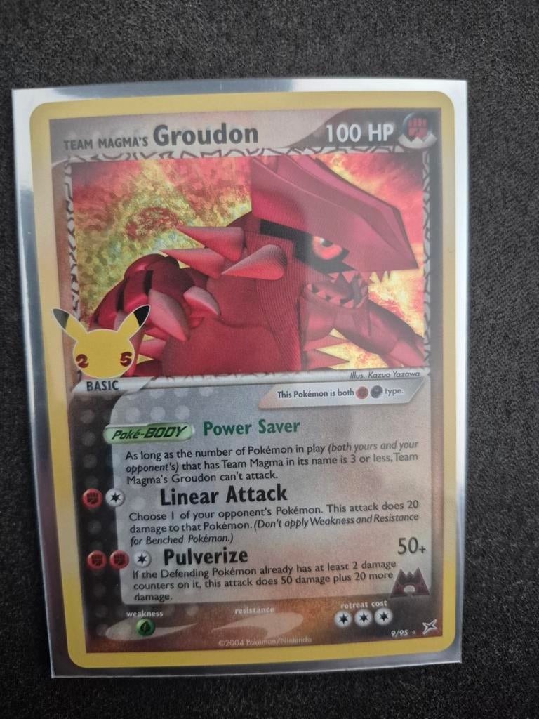 Team Magma's Groudon Pokémon Kaart - Celebrations, Ophalen of Verzenden, Zo goed als nieuw, Losse kaart, Foil