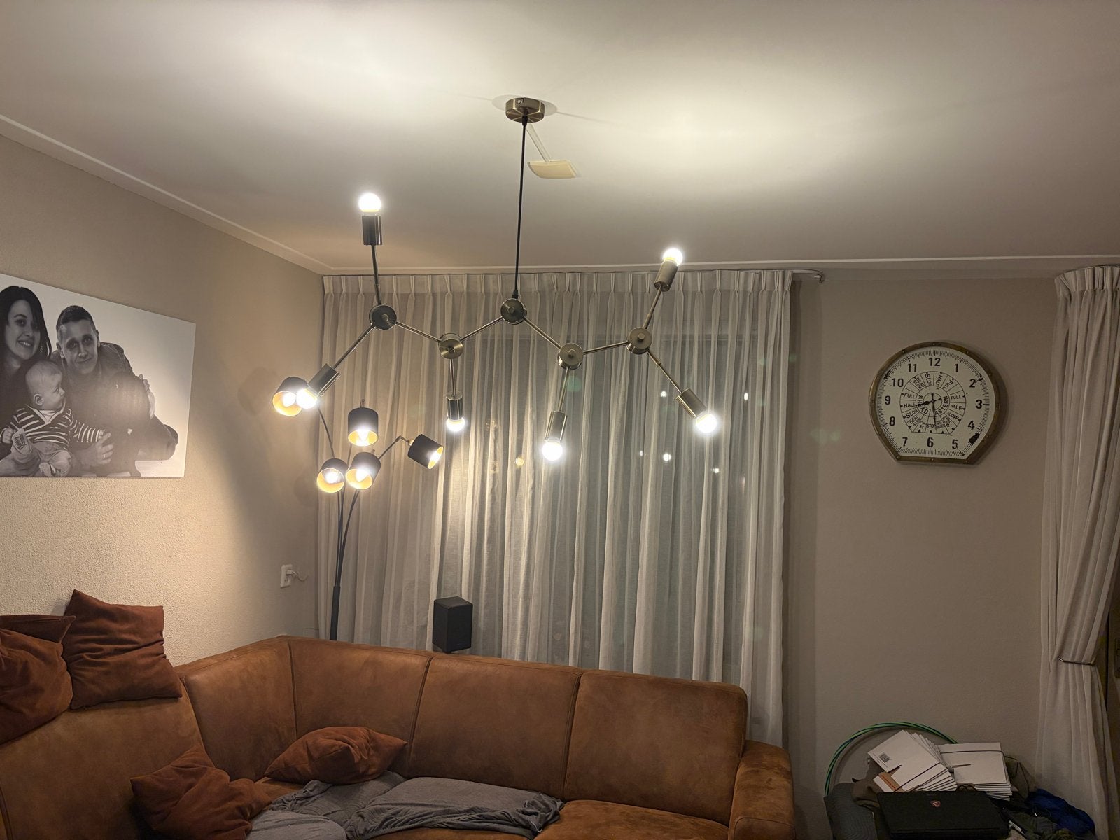 Moderne Sputnik Kroonluchter - Industriële Hanglamp, Ophalen, Zo goed als nieuw, Metaal, E27 (groot)