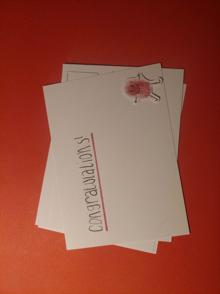 Set van 3 handgemaakte wenskaartjes, Antiek en Kunst, Ophalen of Verzenden, Kaart, Gemengde techniek, Handgemaakt