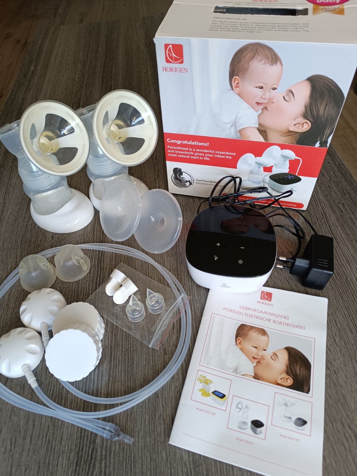 Horigen Grace Dubbele Elektrische Borstkolf, Gebruikt, Borstkolf, Ophalen of Verzenden, Horigen