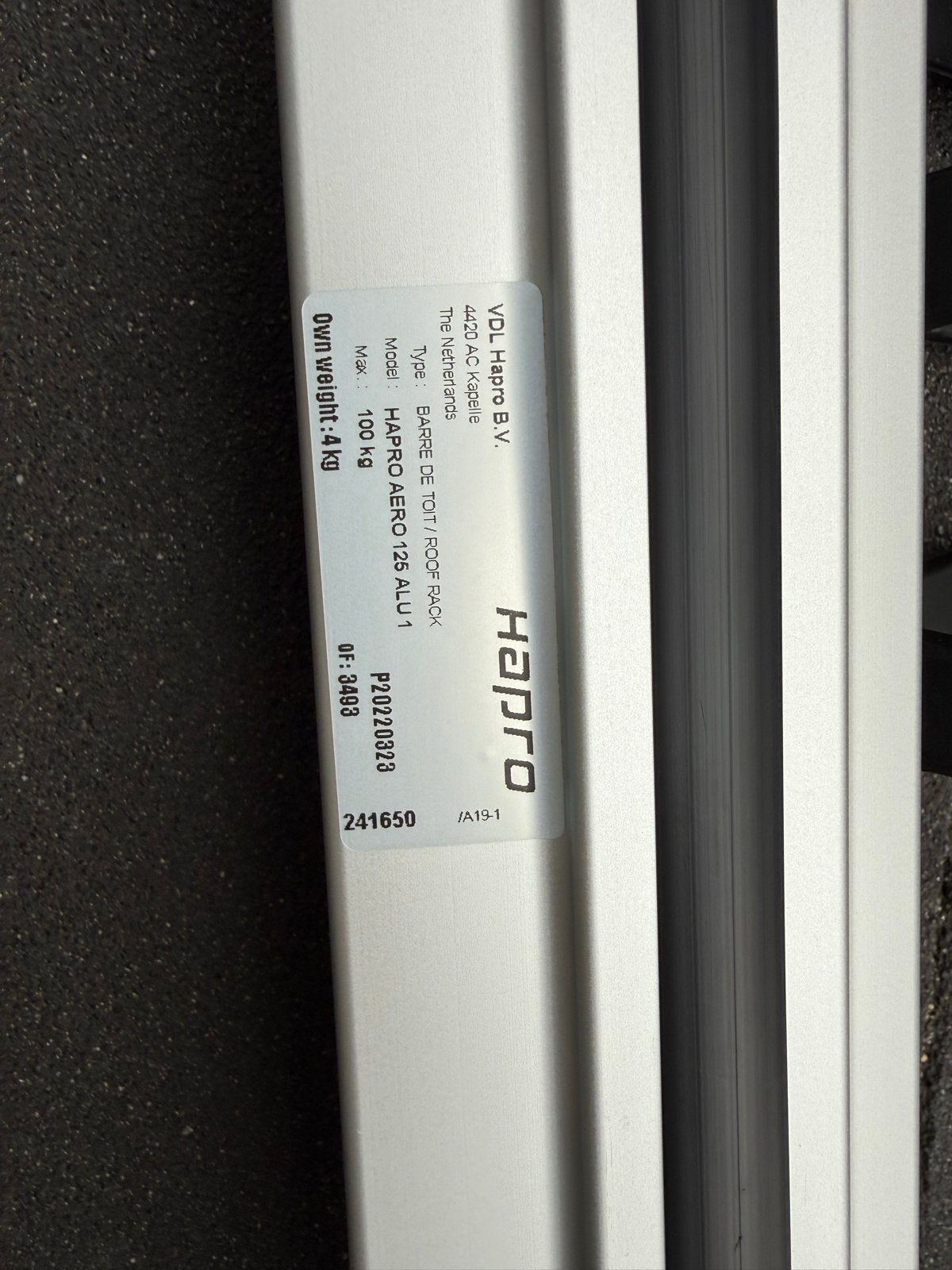 Hapro Aero 125 ALU 1 complete dakdragerset, Ophalen, Zo goed als nieuw