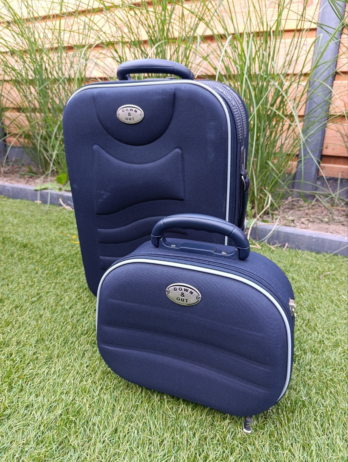 Down en Out koffer en beautycase set, Sieraden, Tassen en Uiterlijk, Koffers, Ophalen, Wieltjes, Gebruikt, 50 tot 60 cm