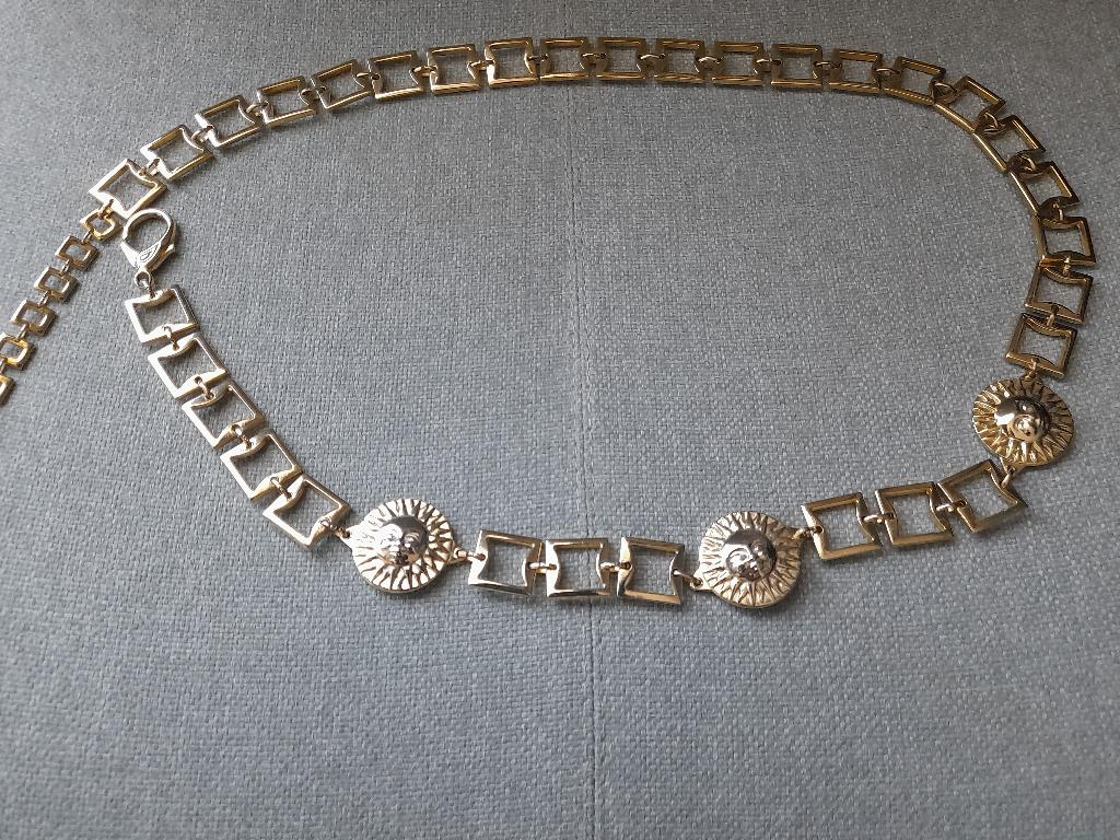 Vintage jaren 90 riem, lange ketting Gianni Versace, Sieraden, Tassen en Uiterlijk, Ophalen of Verzenden, Gebruikt, Goud, Overige materialen