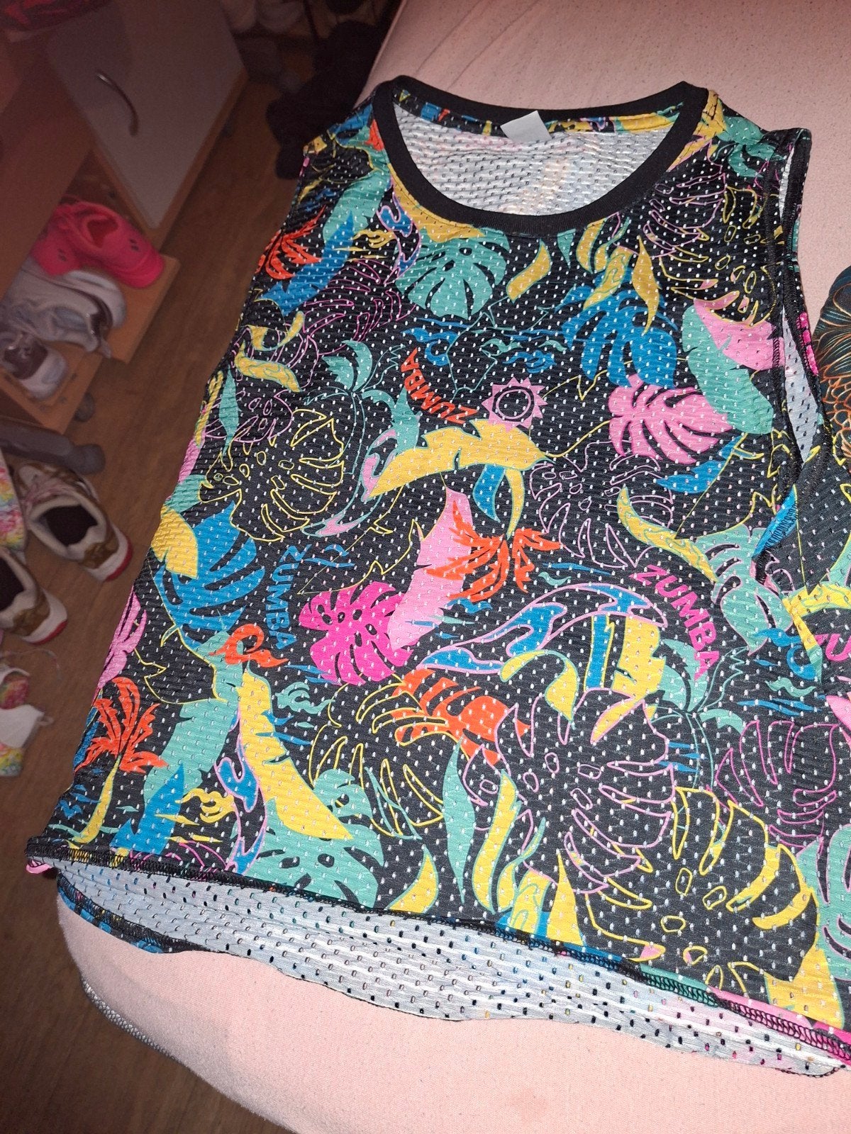 Zumba top maat L tropische print weinig gedragen, Meerkleurig, Maat 42/44 (L), Ophalen of Verzenden, Fitness of Aerobics