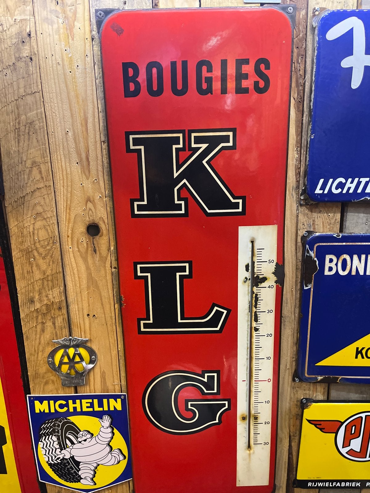 Vintage KLG Bougies Emaille Thermometer Reclamebord, Ophalen of Verzenden