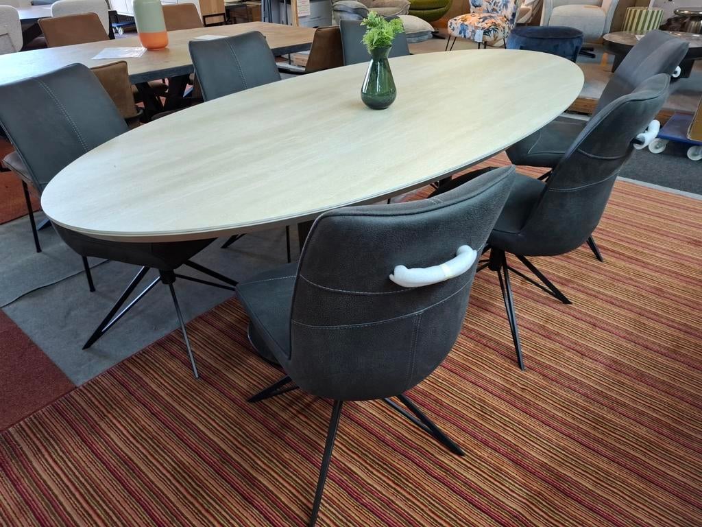 6 Nieuwe stoelen, Draaibaar, stof Off-Black, met handgreep, Huis en Inrichting, Stoelen, Ophalen, Zwart, Nieuw, Stof