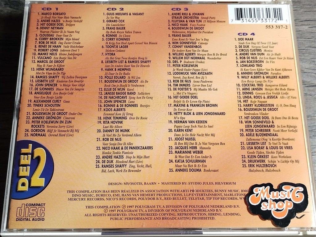 De Nederlandstalige Top 100 Allertijden - Deel 2 [4CD], Ophalen of Verzenden, Zo goed als nieuw, Nederlandstalig