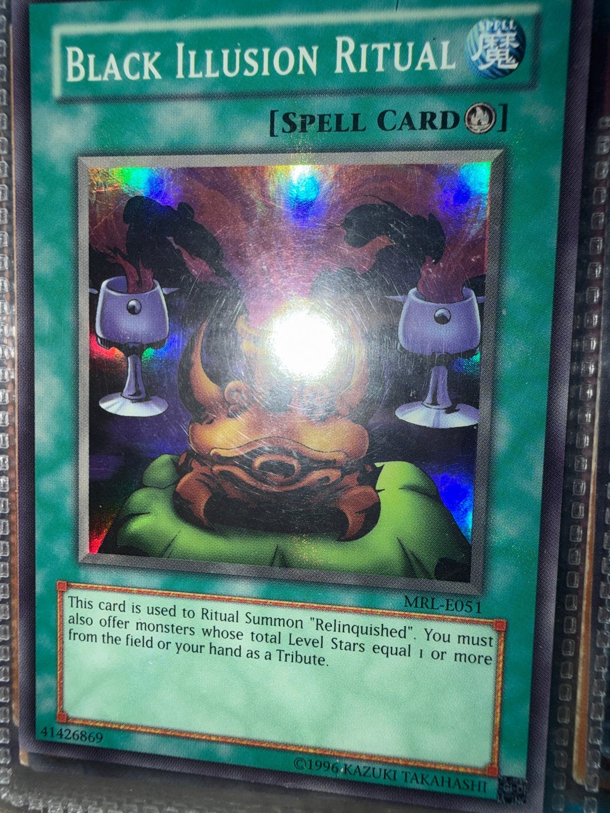 Yu-Gi-Oh! Black Illusion Ritual Spell Card MRL-E051, Ophalen of Verzenden, Gebruikt